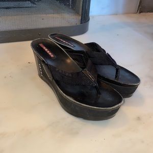 Prada wedged flip flop
